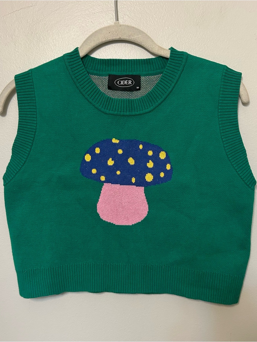 Cider Mushroom Sweater Green M Vest Fairy Cottagecore Goblin Nature Woodsy Art